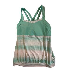 ATHLETA  Athletic Top GREEN White RACERBACK SZ M‎ Strapped Built In Bra Women's